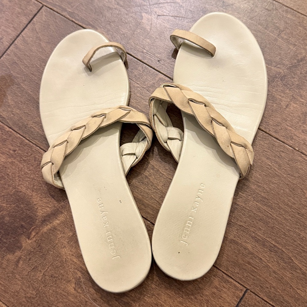 Jenni Kayne Natural Leather Braided Flat Sandal Size 38 US 7.5